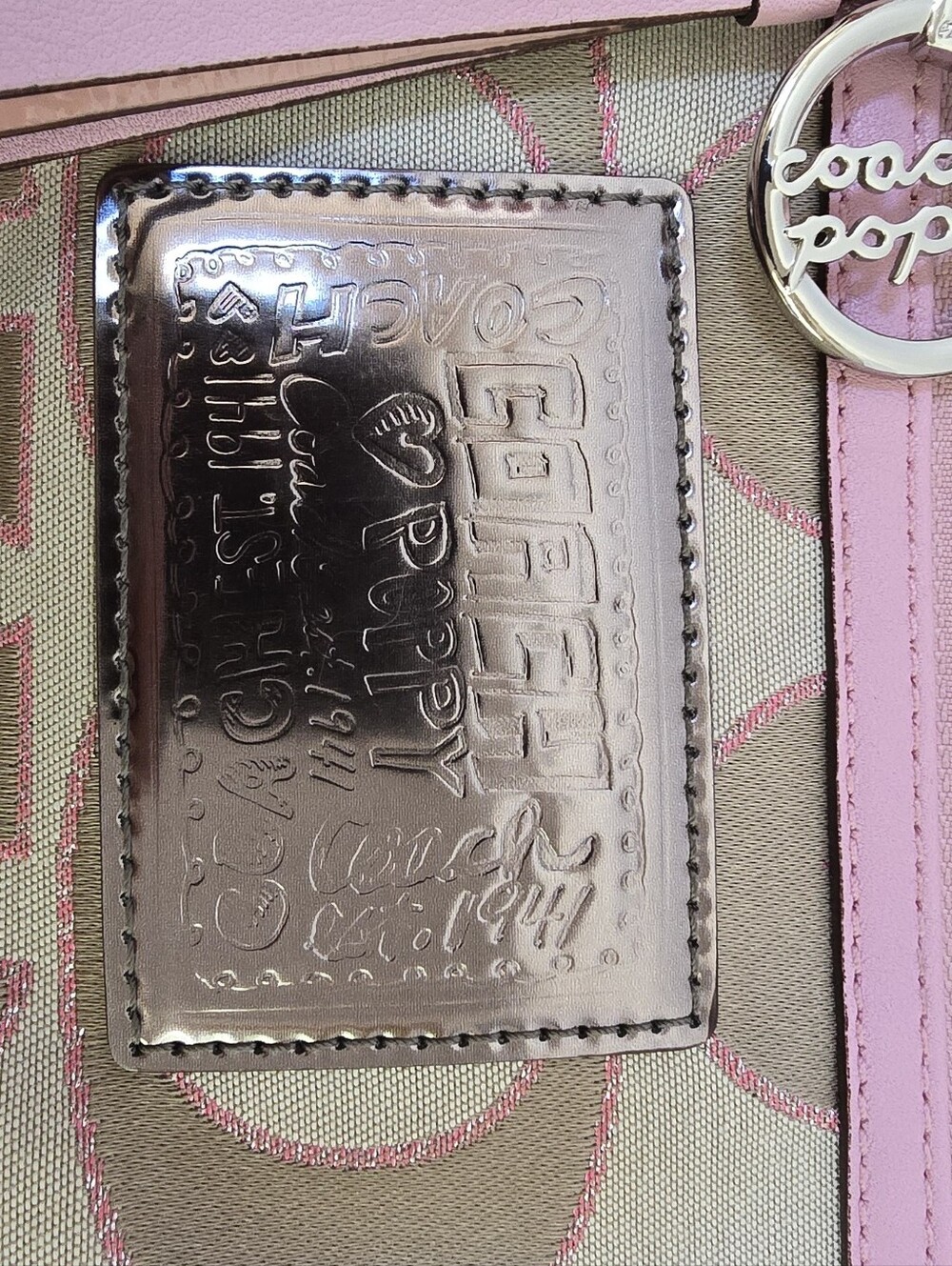 Coach Poppy 16289 Sweetheart Pink Lurex Signature Glam Tote Y2K - Picture 2 of 12